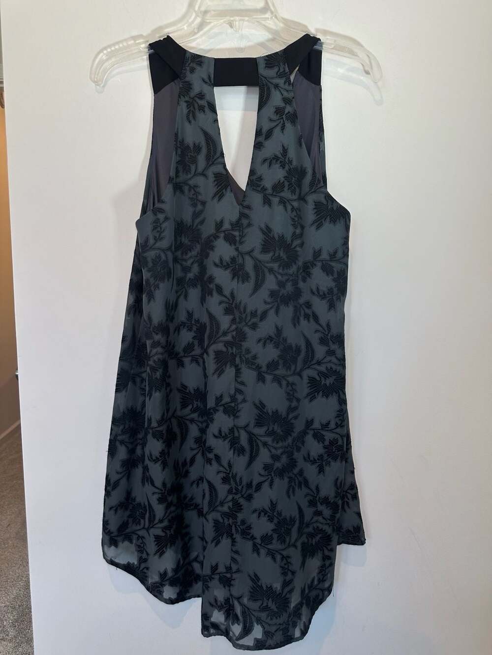 ASTR Gray And Black Floral Velvet Dress